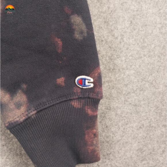 Champion Pullover Hoodie Black Cropped Bleach Tie Dye Streetwear Festi Women's M - Picture 5 of 10